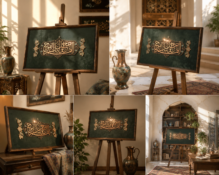 تابلو "اللهم عجل لولیک الفرج "معرق مشبک مس دست ساز